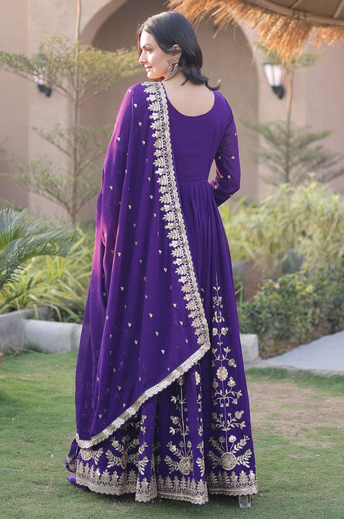 Purple Georgette Gowns - SFNPV76502R