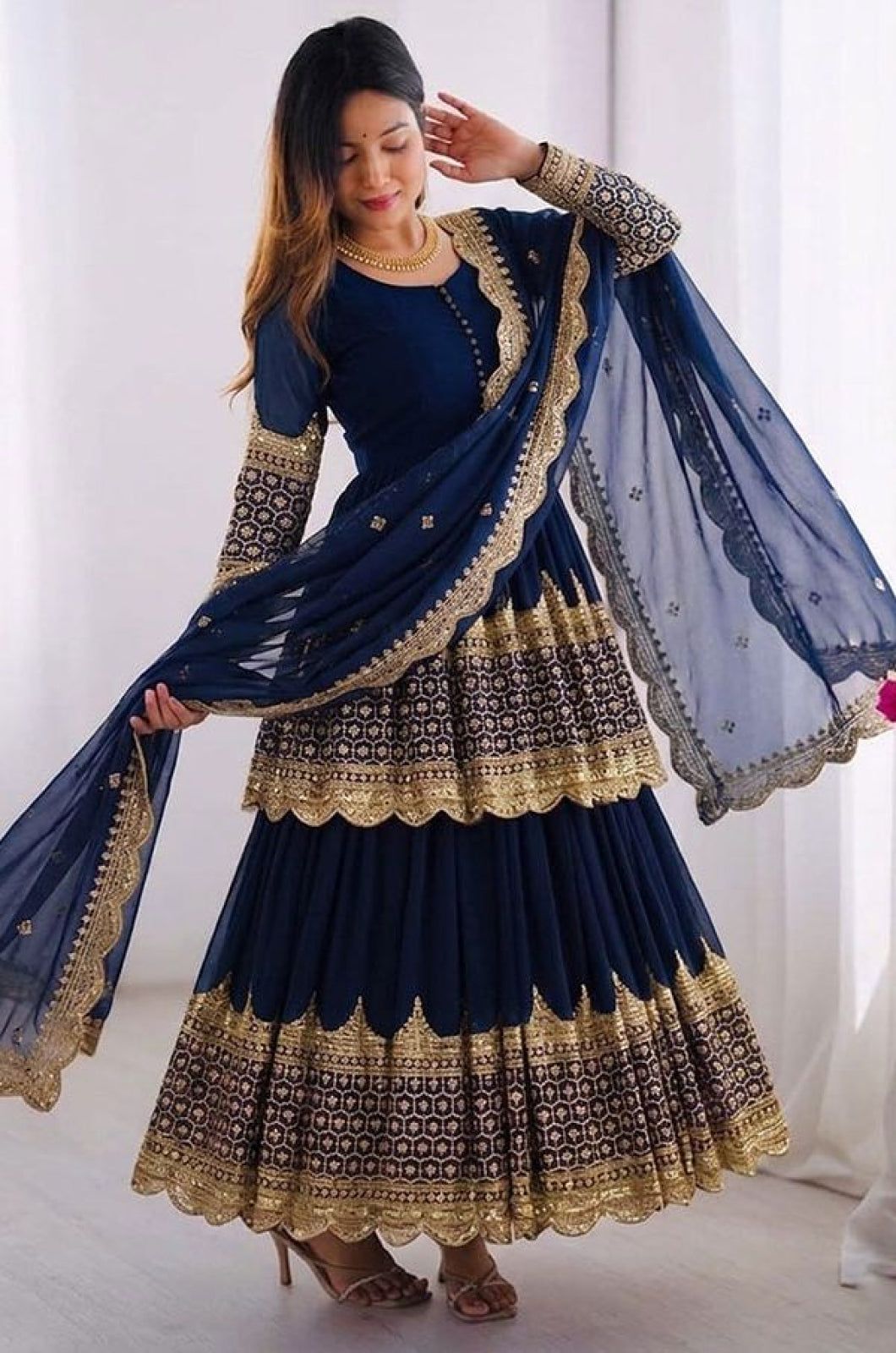 Blue Georgette Salwar Kameez - SFFK40501R