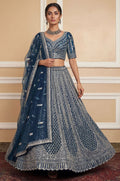 Blue Net Lehenga Choli - SFANJ3251