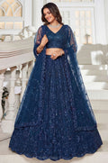 Blue Net Lehenga Choli - SFANJ3301