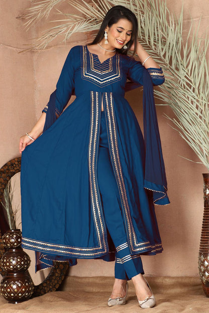 Blue Rayon Plus Size Indian Sangeet Salwar Kameez SFSBR1110R