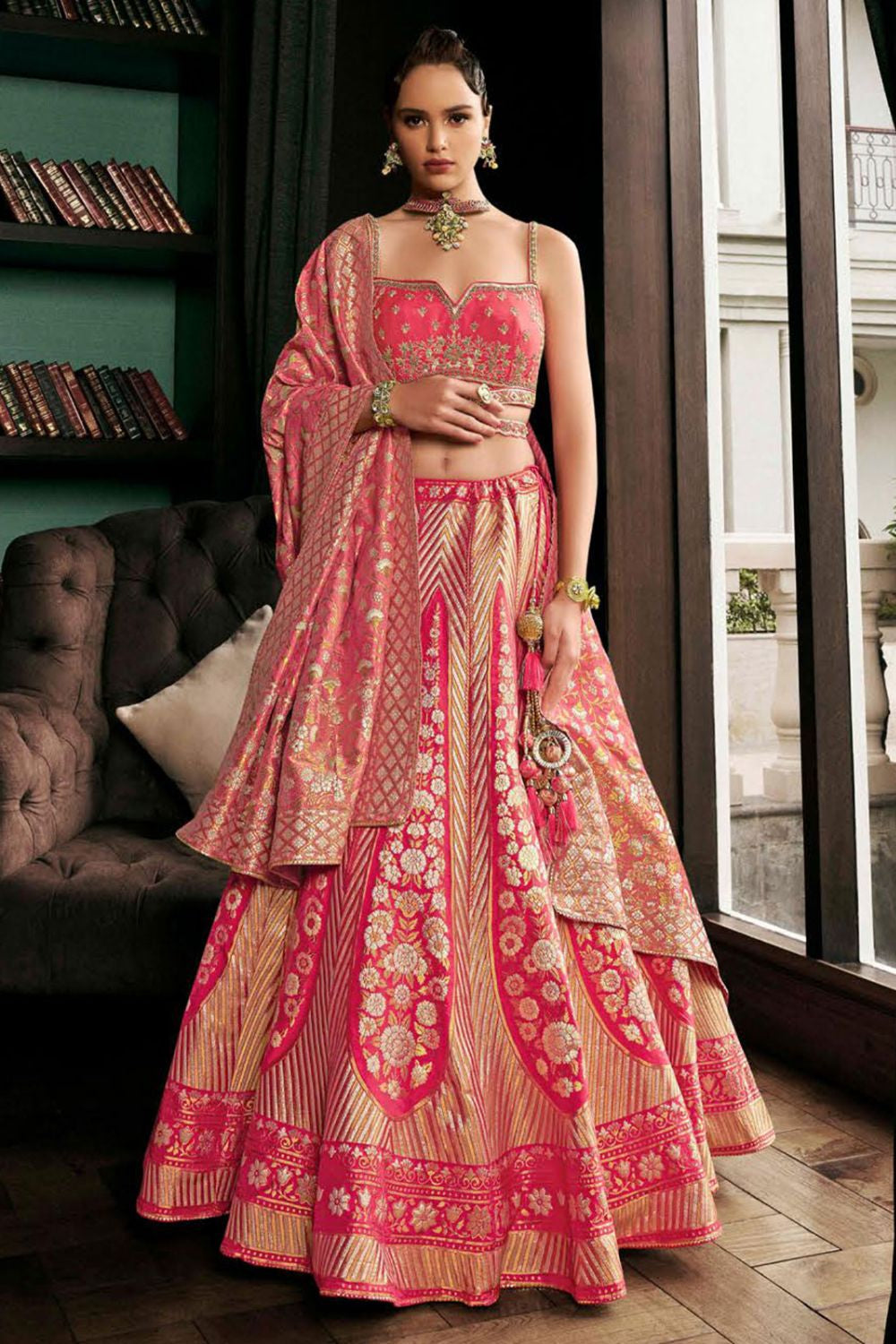 Pink Silk Designer Lehenga Set SFSA480903R
