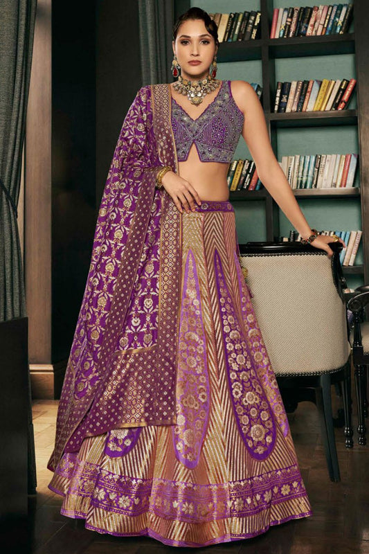 Purple Silk Sangeet Designer Lehenga Choli SFSA480911R