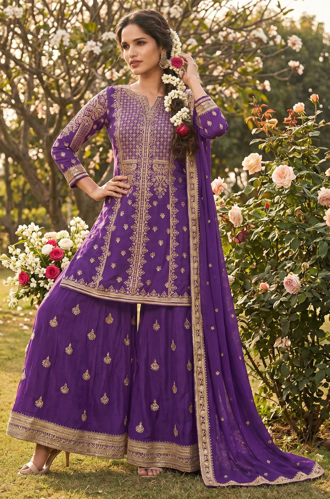 Purple Silk Salwar Kameez - SFEDC29305R