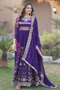 Purple Georgette Gowns - SFNPV76502R