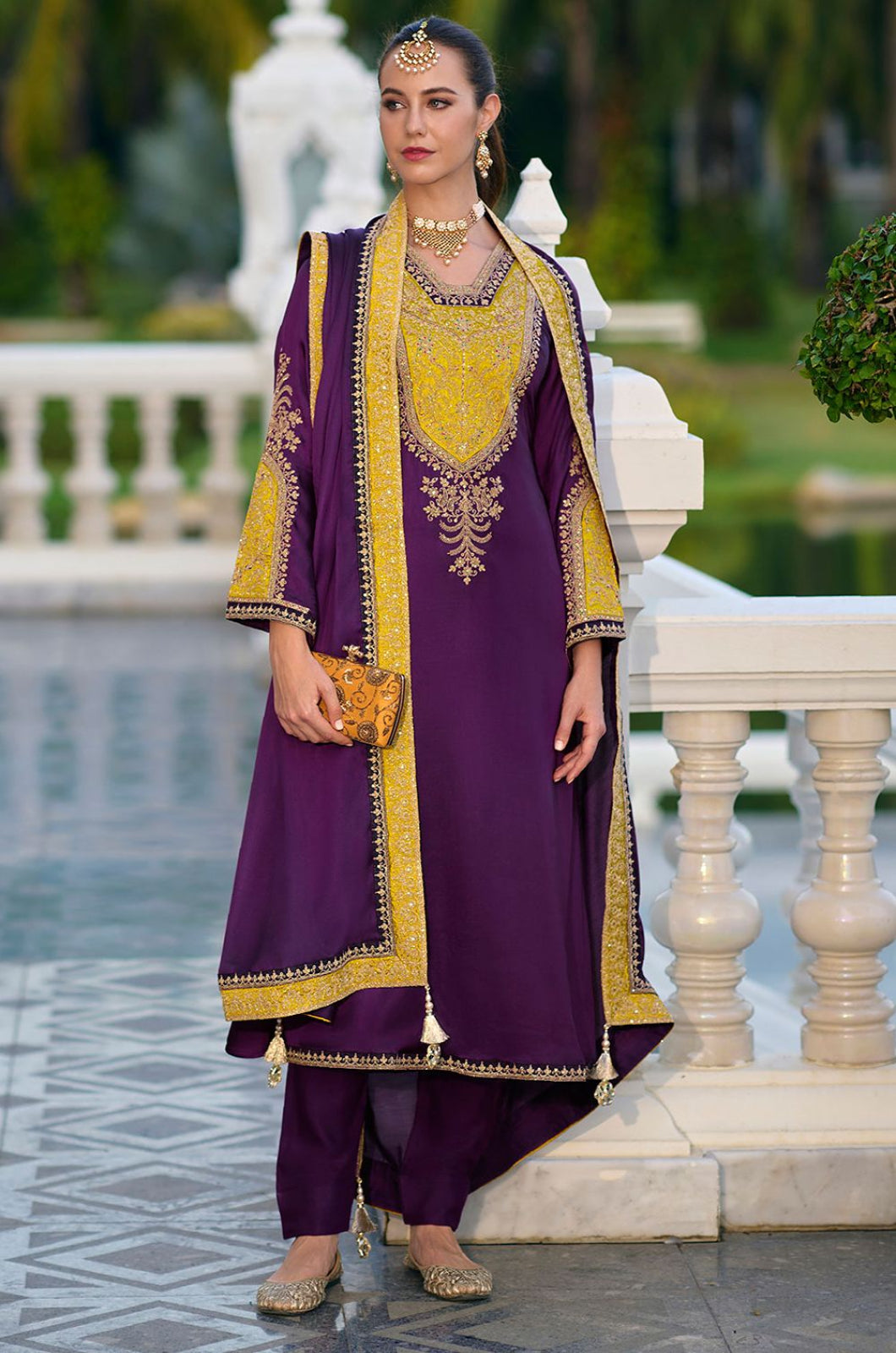 Purple Silk Salwar Kameez - SFPRF278701