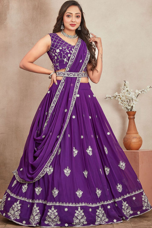 Purple Georgette Partywear Lehenga Set SFRELS3701