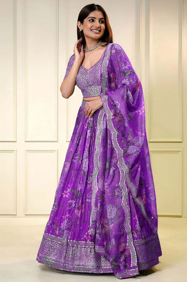 Purple Organza Lehenga Choli - SFZC5505