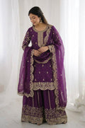 Purple Silk Salwar Kameez - SFFK38704R