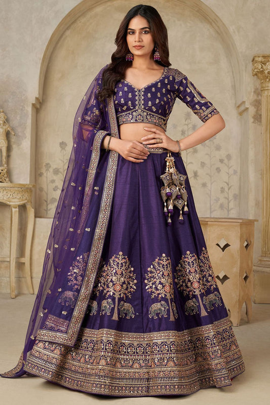 Purple Silk Lehenga Choli - SFRELS6502
