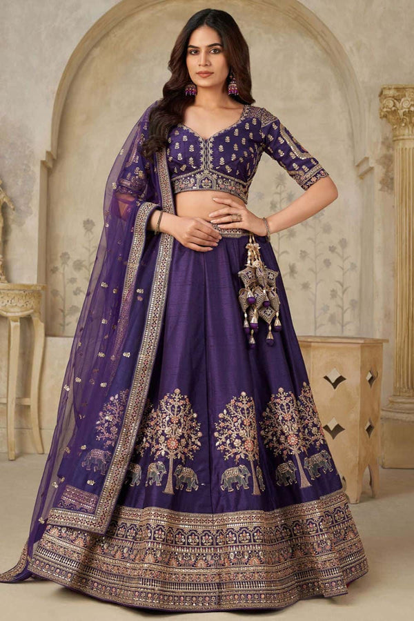 Purple Bridal Silk Lehenga Choli Set  SFSMT54102