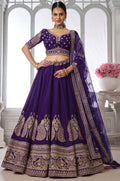 Purple Silk Lehenga Choli - SFPRF280001