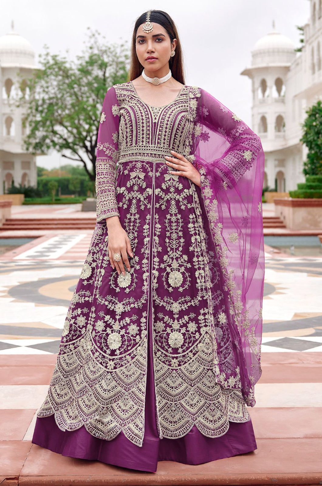 Purple Net Salwar Kameez - SFSA572202
