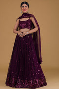 Purple Evening Party Georgette Lehenga Choli With Sequins Zari Work SFZC1903