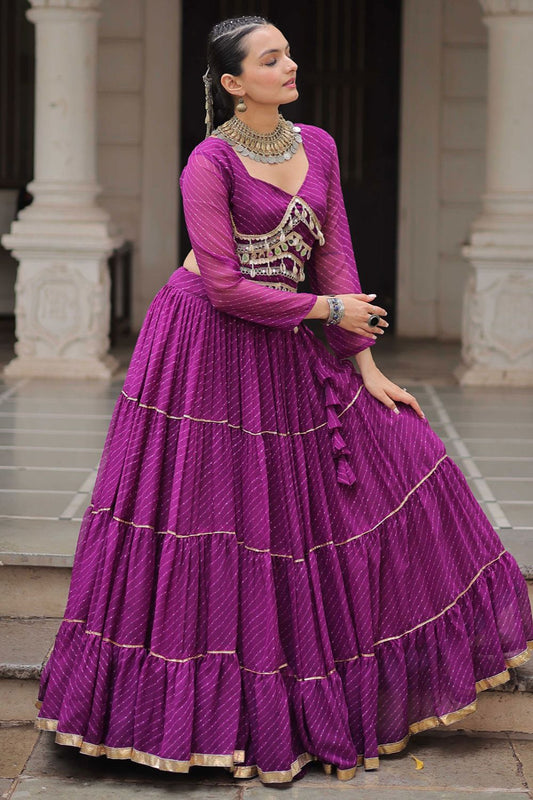 Purple Georgette Chaniya Cholis SFROY551405R