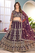 Purple Net Wedding Lehenga Choli Set  SFRELS5605