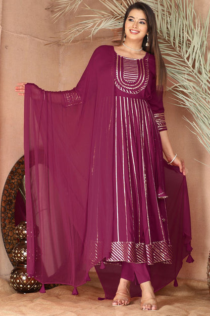 Purple Rayon Salwar Kameez - SFSBR1311R