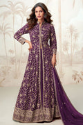 Purple Georgette Bridal Anarkali Gown Suit SFYS154404R