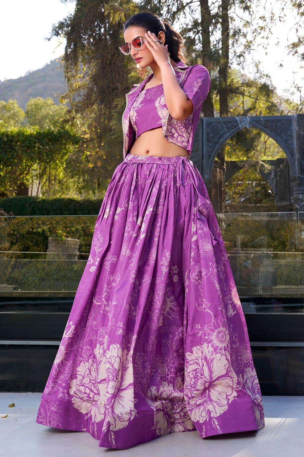 Purple Silk Evening Wedding Party Lehenga Choli SFROY541804R