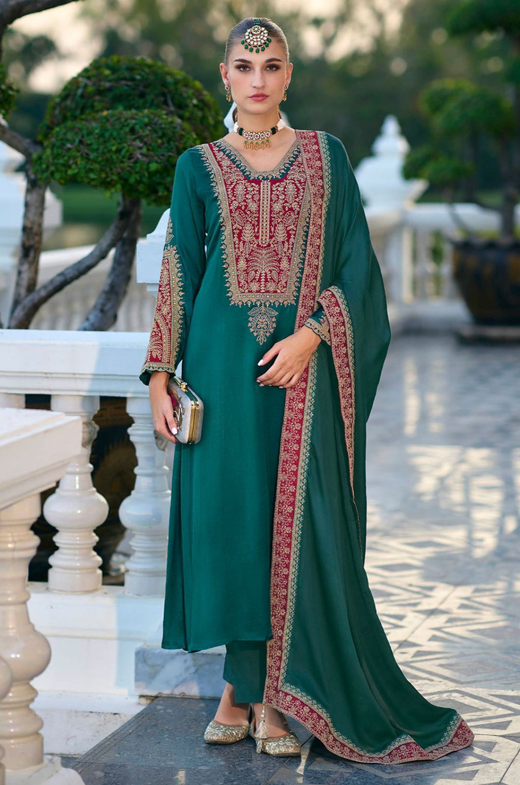 Green Silk Salwar Kameez - SFPRF278702