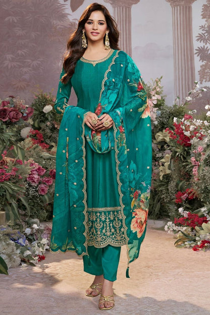 Green Silk Salwar Kameez - SFVNF2107R