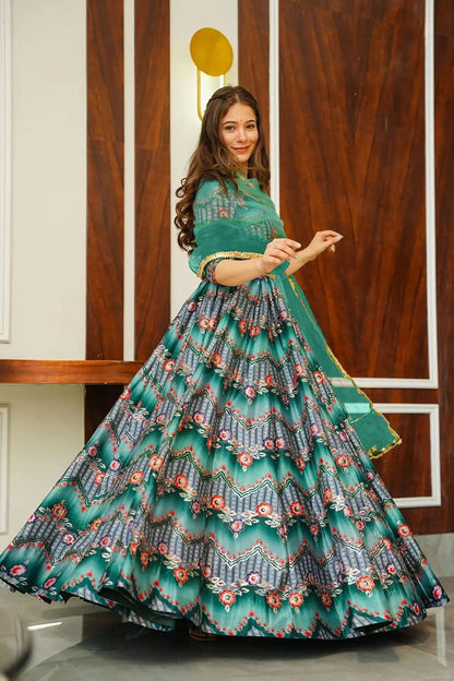 Green Silk Navratri Lehenga Choli SFNPV66005R