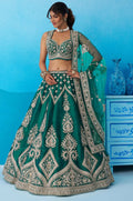 Green Silk Lehenga Choli - SFROY571814