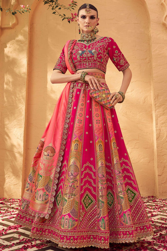 Rani Pink Banarasi Bridal Lehenga Choli SFSA505200