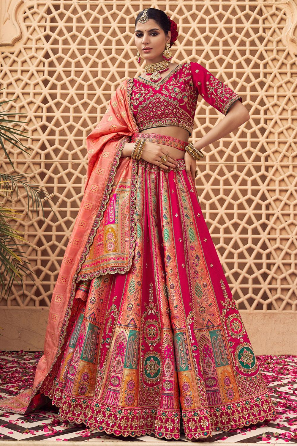 Rani Pink Banarasi Lehenga Choli - SFSA505205