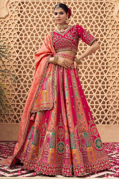 Rani Pink Banarasi Lehenga Choli - SFSA505205