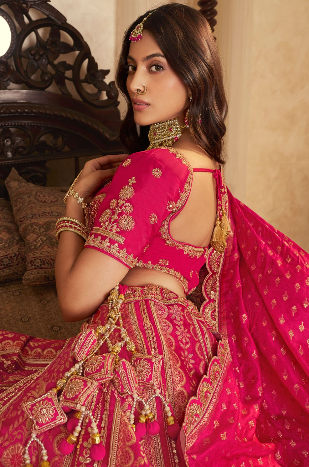 Rani Pink Banarasi Lehenga Choli - SFSA522204