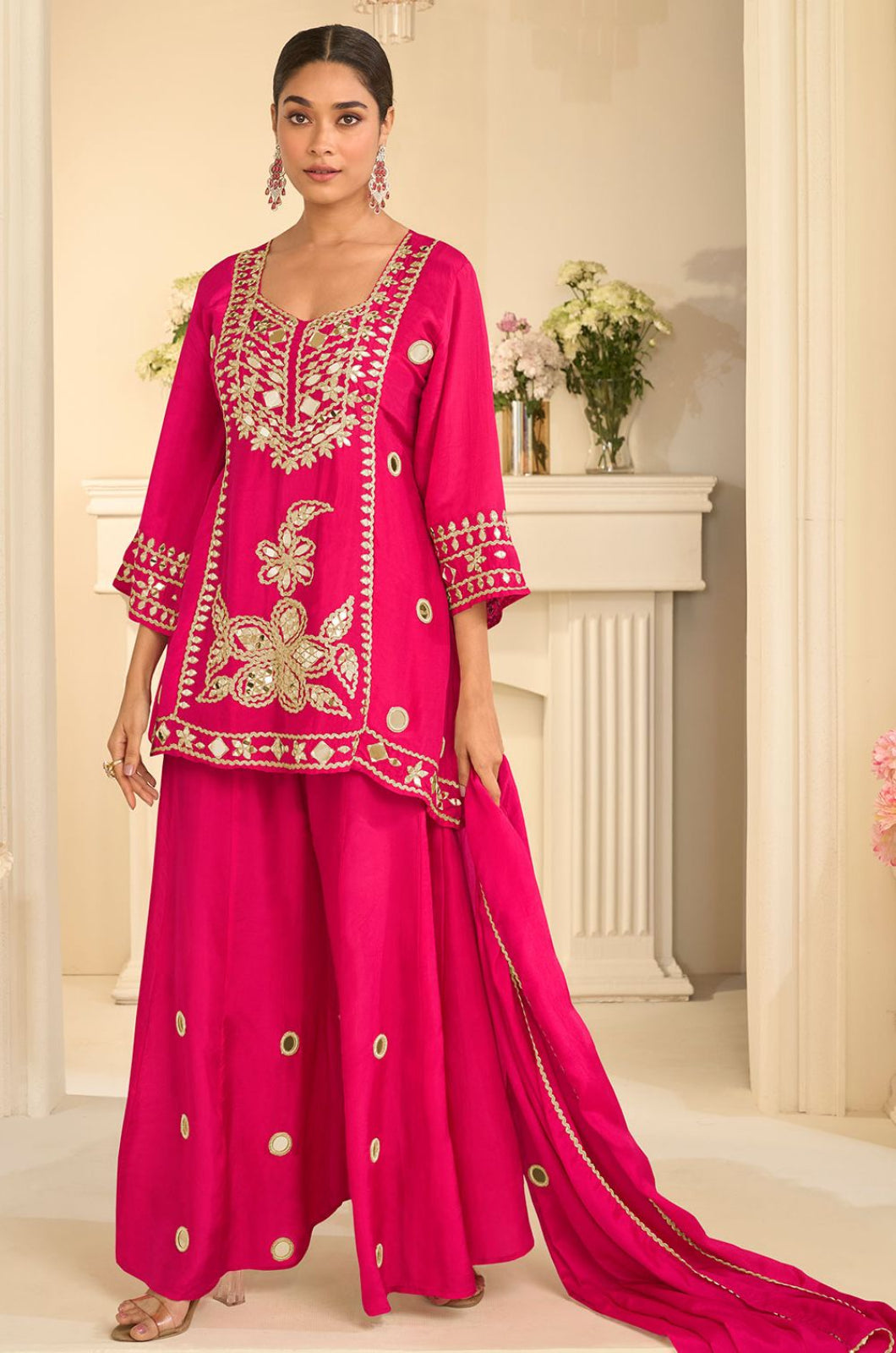 Rani Pink Silk Salwar Kameez - SFSMT56801R