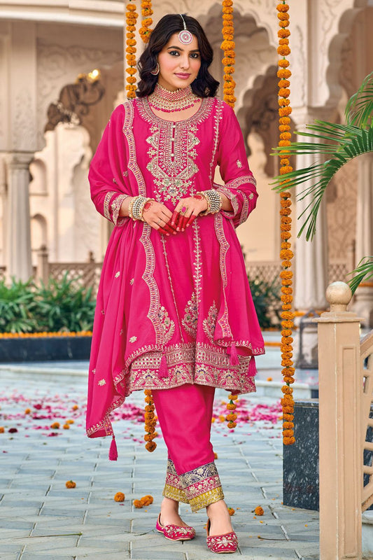 Pink Haldi Hues Premium Chinnon Salwar Kameez  SFYS155803R