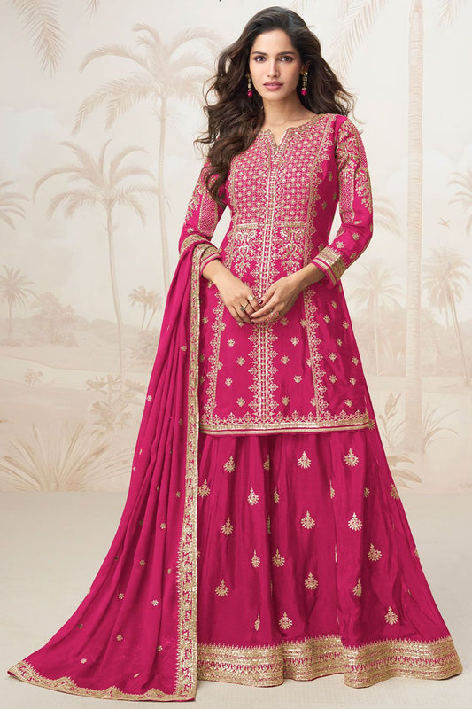 Rani Pink Silk Palazzo Suit SFYS155402R
