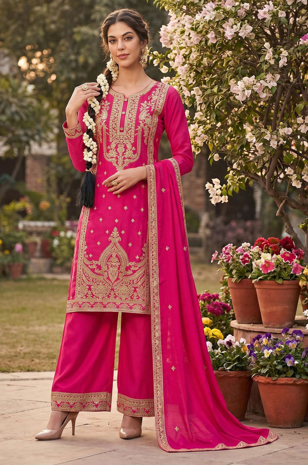 Rani Pink Silk Salwar Kameez - SFEDC29401R