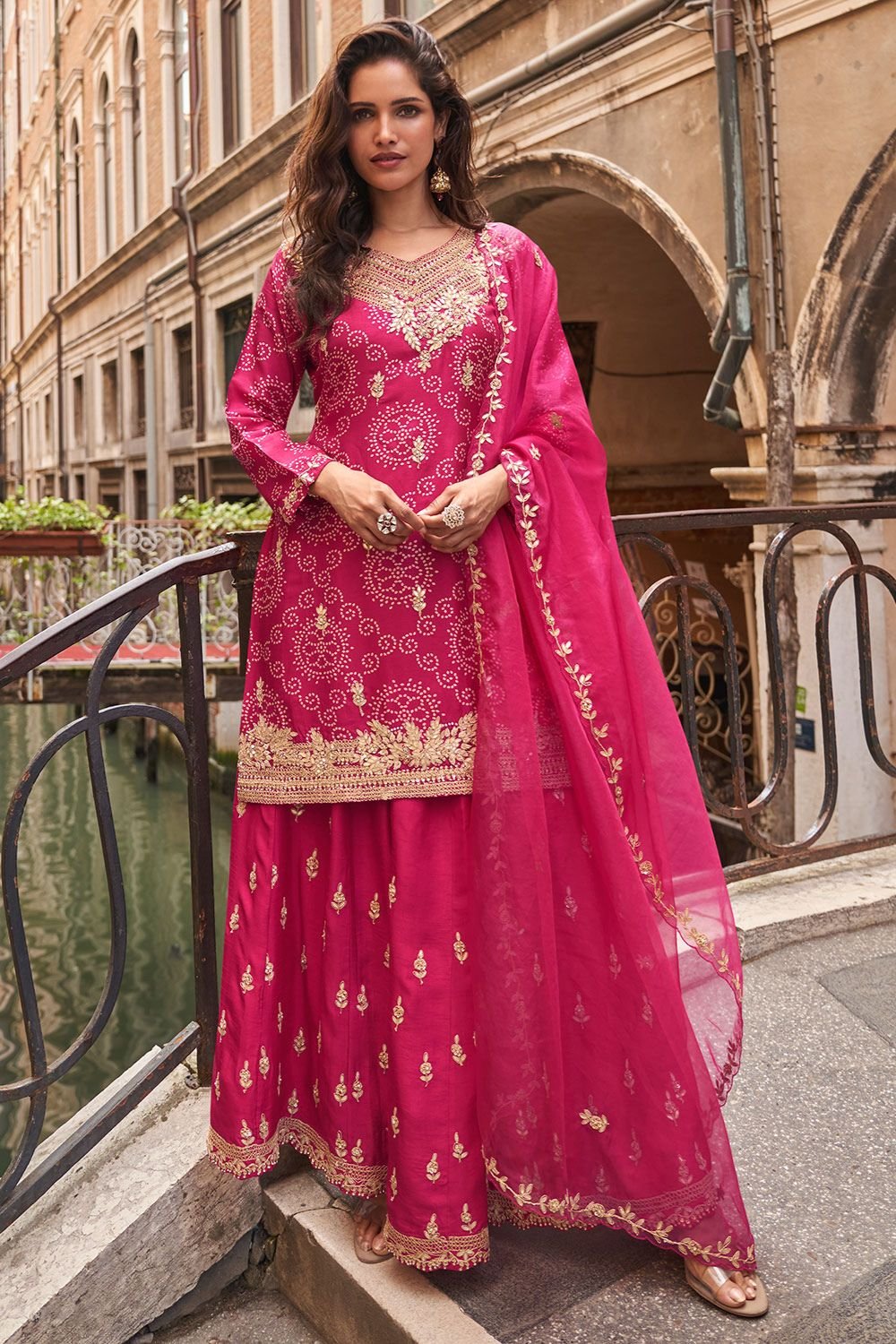 Rani Pink Silk Salwar Kameez - SFSMT49603R