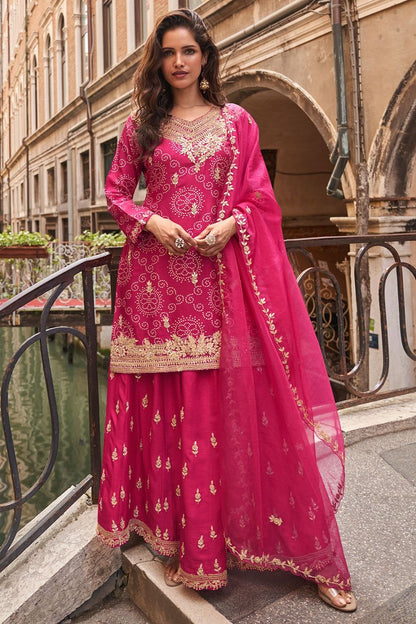 Rani Pink Silk Salwar Kameez - SFSMT49603R