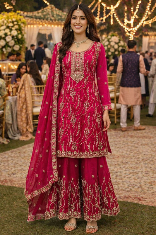 Rani Pink Silk Salwar Kameez - SFSA566801R