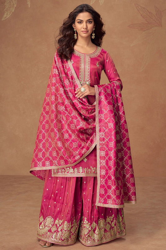 Rani Pink Silk Salwar Kameez - SFYS159101R