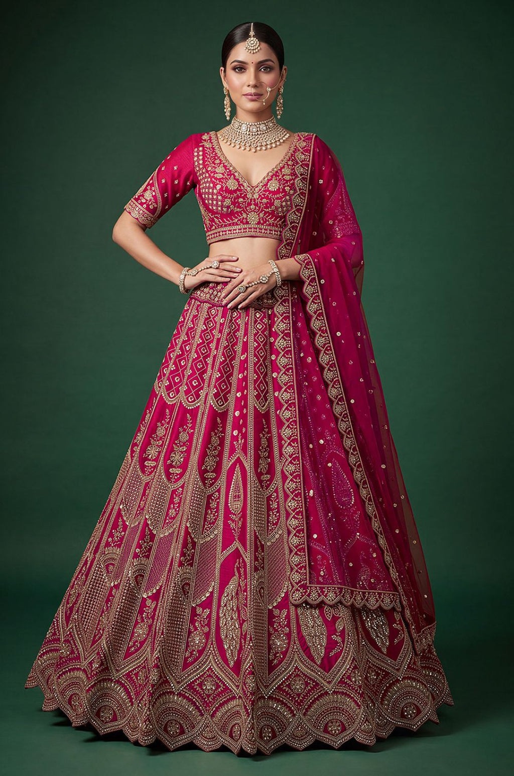 Rani Pink Silk Lehenga Choli - SFANJ3452