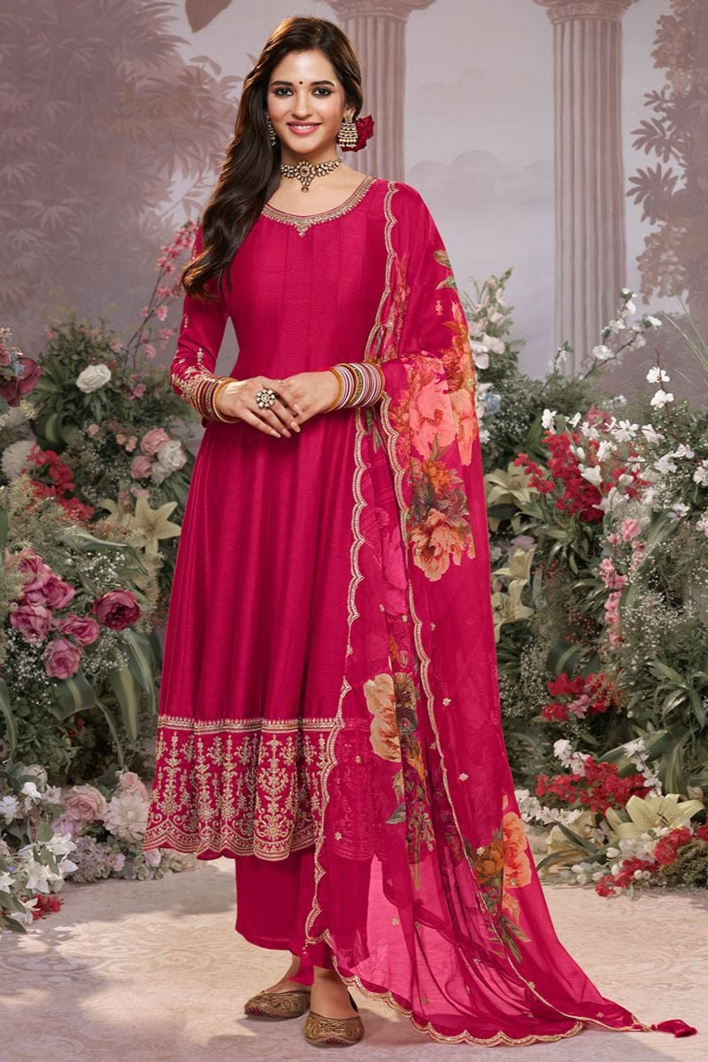 Rani Pink Silk Salwar Kameez - SFVNF2109R