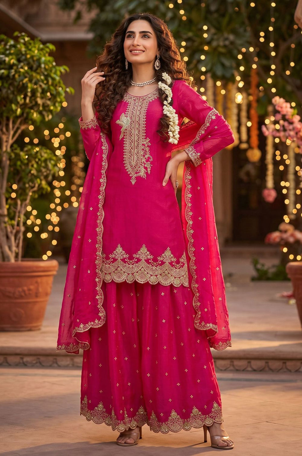 Rani Pink Silk Salwar Kameez - SFEDC30002R