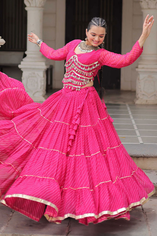 Pink Georgette Chaniya Cholis SFROY551404R