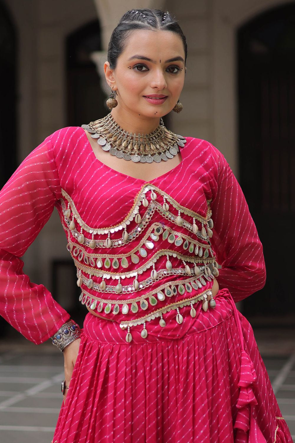 Pink Georgette Chaniya Cholis SFROY551404R