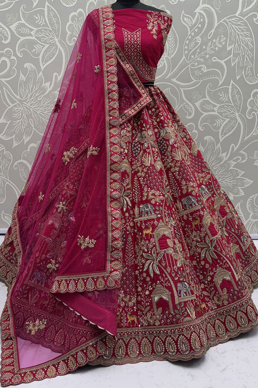 Pink Silk Lehenga Choli - SFANJ3132
