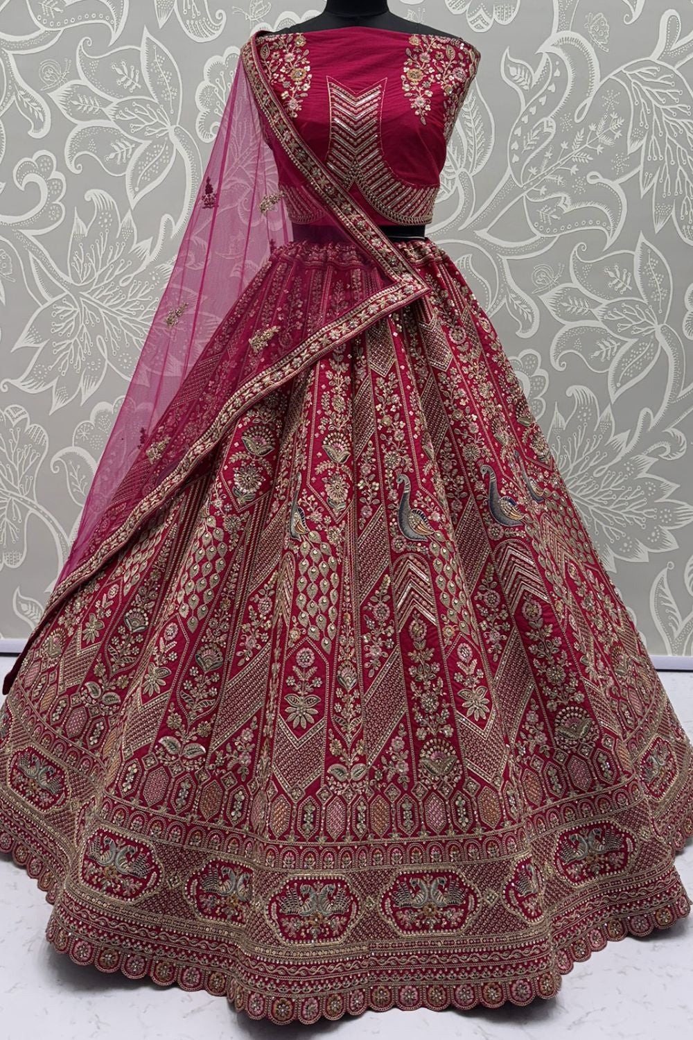 Pink Silk Bridal Lehenga Choli SFANJ3142