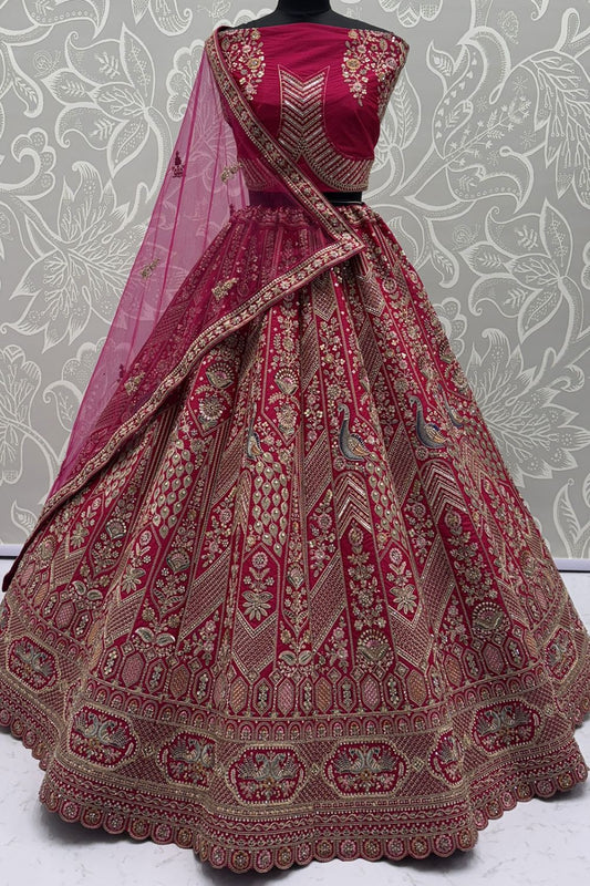 Pink Silk Bridal Lehenga Choli SFANJ3142
