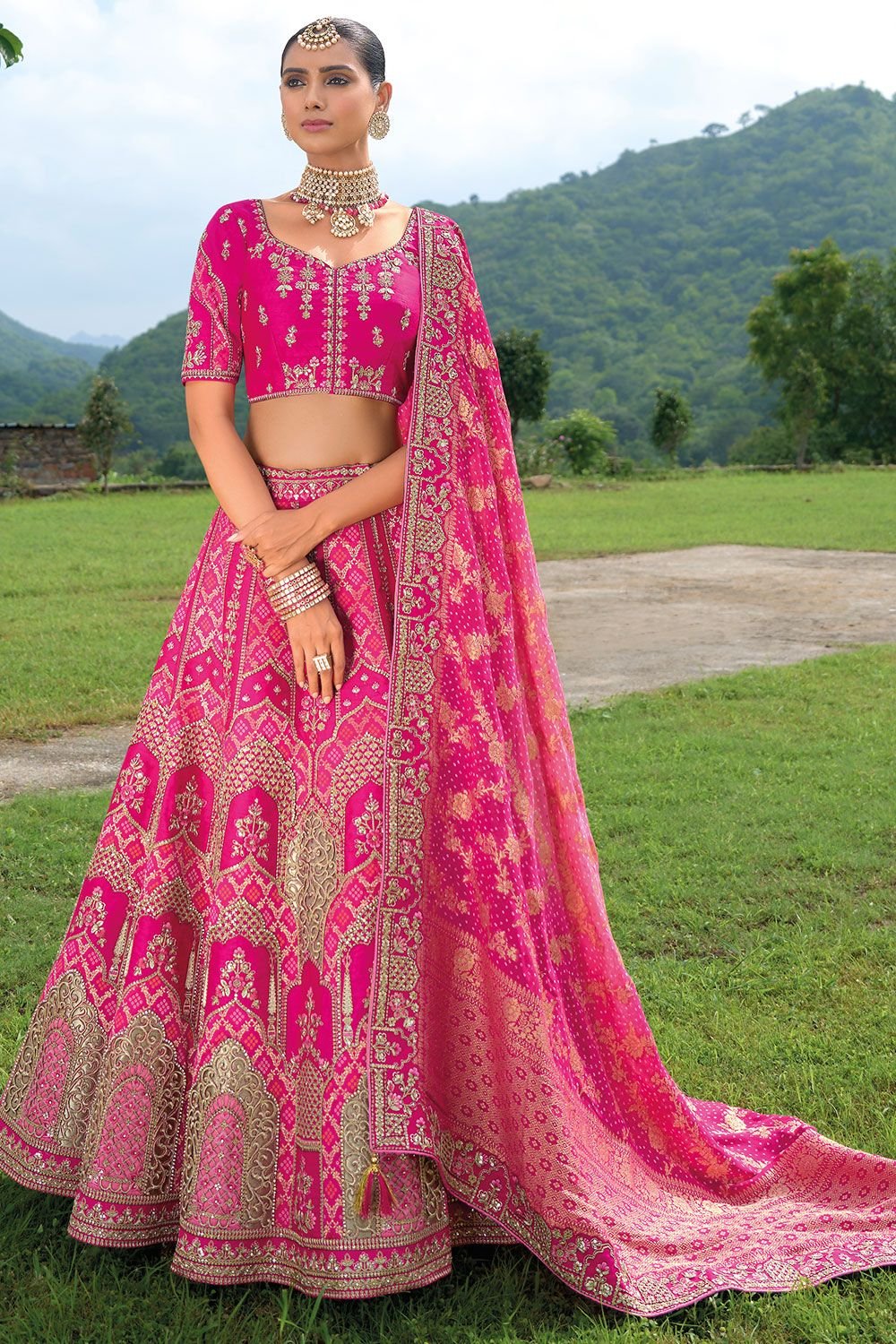 Rani Bridal Sangeet Silk Lehenga Choli Set SFSJDN25204