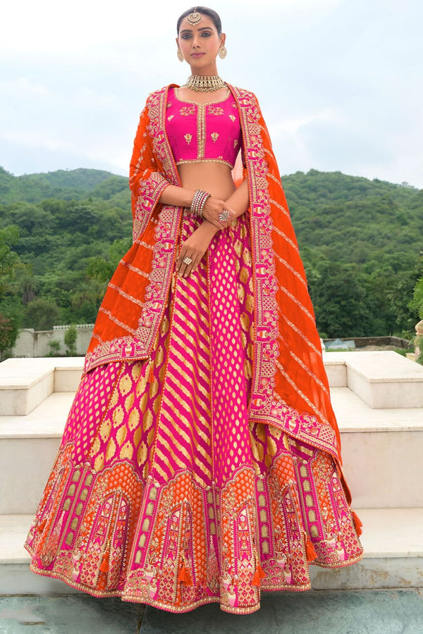 Rani Pink Silk Lehenga Choli In Khatli Work  SFSJDN25206A