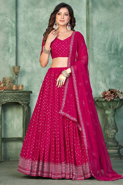 Pink Georgette Partywear Lehenga Set SFROY505703